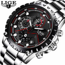 LIGE Watch Men Casual Sport Quartz Clock Top Brand Mens Watches Luxury Business Full Steel Waterproof Watch Relogio Masculino