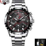 LIGE Watch Men Casual Sport Quartz Clock Top Brand Mens Watches Luxury Business Full Steel Waterproof Watch Relogio Masculino