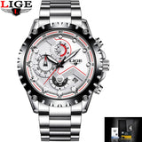 LIGE Watch Men Casual Sport Quartz Clock Top Brand Mens Watches Luxury Business Full Steel Waterproof Watch Relogio Masculino