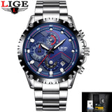 LIGE Watch Men Casual Sport Quartz Clock Top Brand Mens Watches Luxury Business Full Steel Waterproof Watch Relogio Masculino